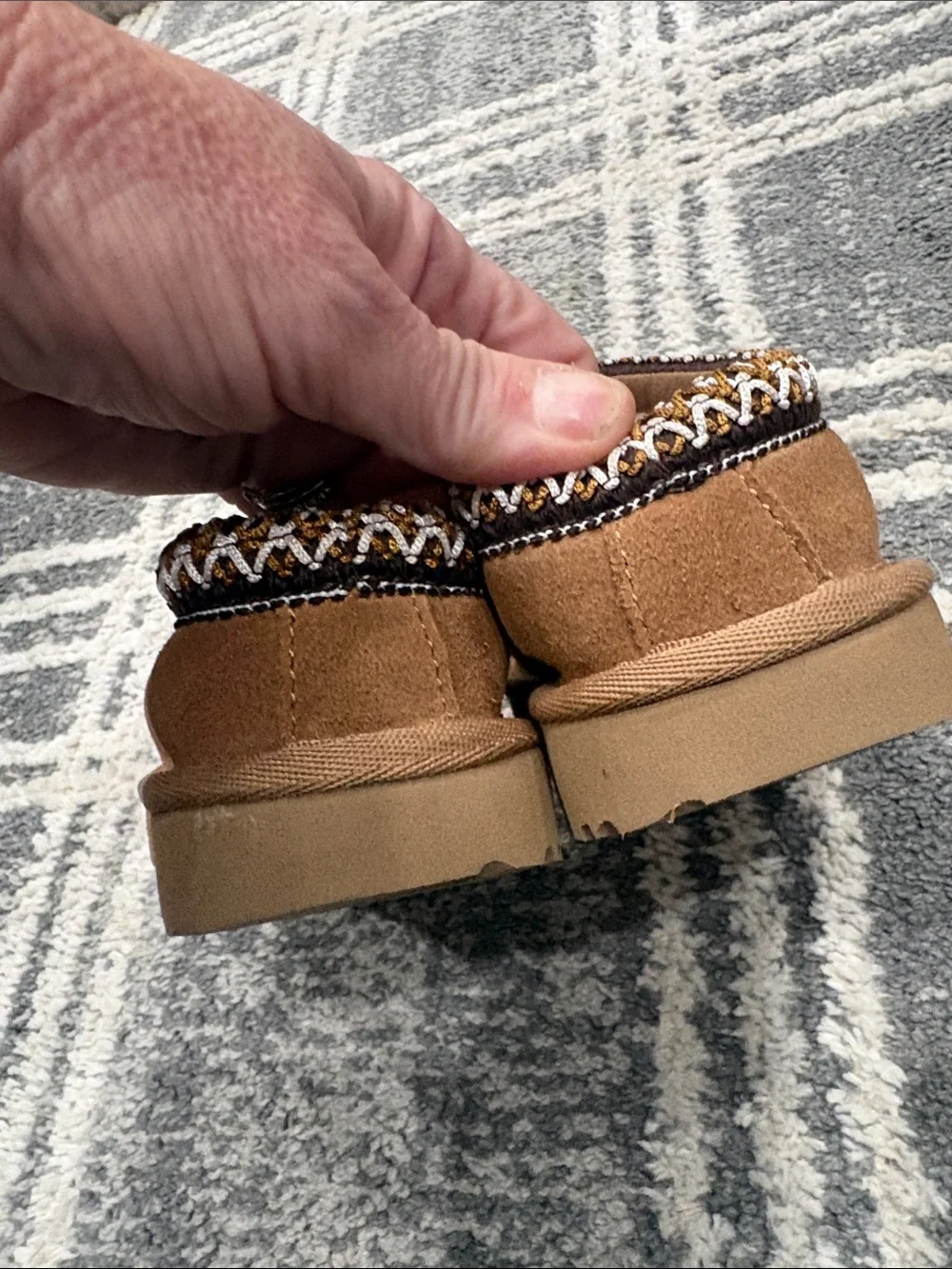 UGG Chestnut Embroidered Shearling Slip-On Clogs
